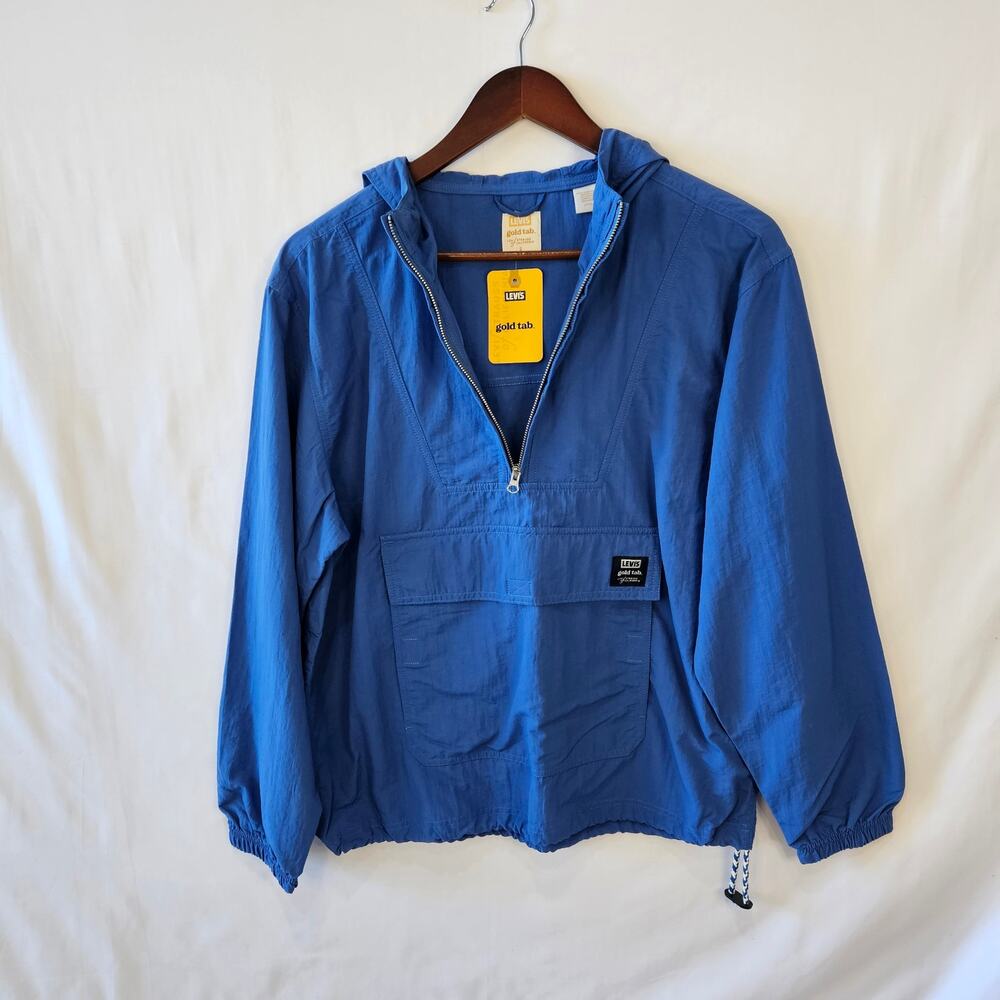 Levi's Gold Tab Windbreaker Hoodie Jacket Blue Size Small